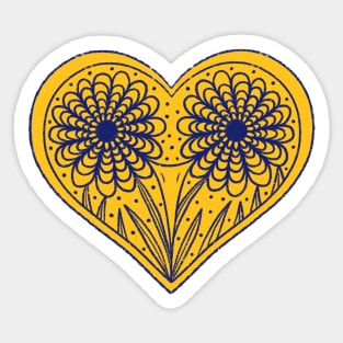 Love yellow flowers heart on white background Sticker